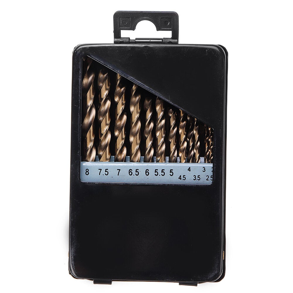 13Pcs M35 Cobalt Drill Bit Set 2-8mm HSS-Co Jobber Length Twist Drill Bits with Metal Case for Stainless Steel Wood Metal Drilling