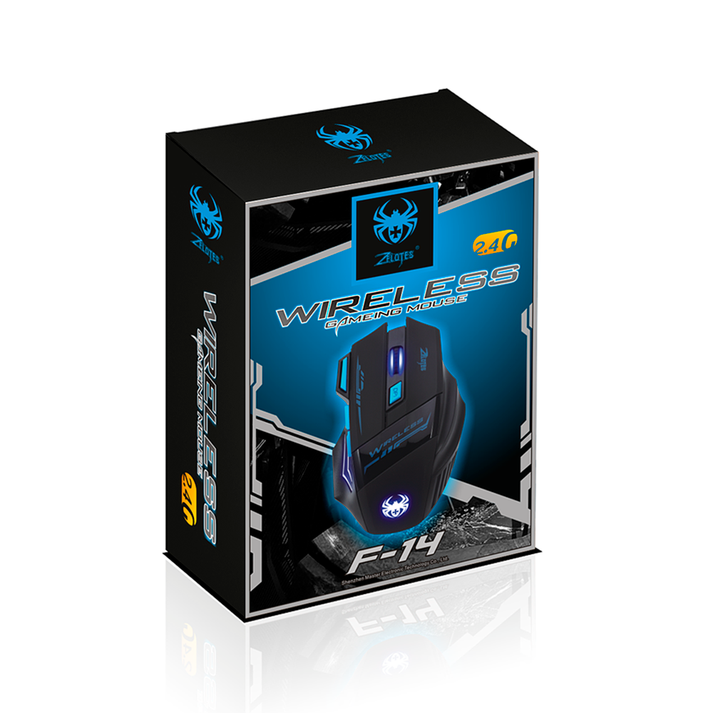 2.4GHz Wireless Mouse 600-2400DPI Cool Breathing Light Optical Gaming Mouse with USB Receiver