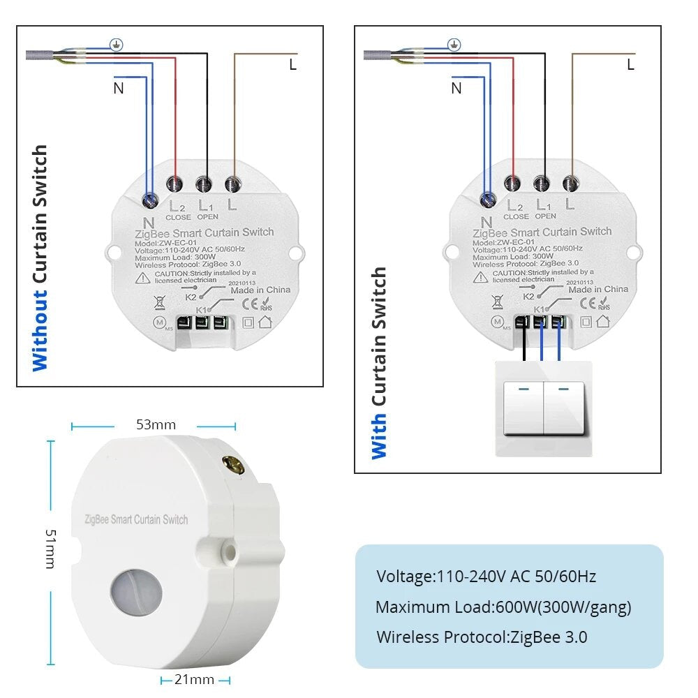 Inline Curtain Module Alexa Google Home Voice Control APP Smartthings deCONZ