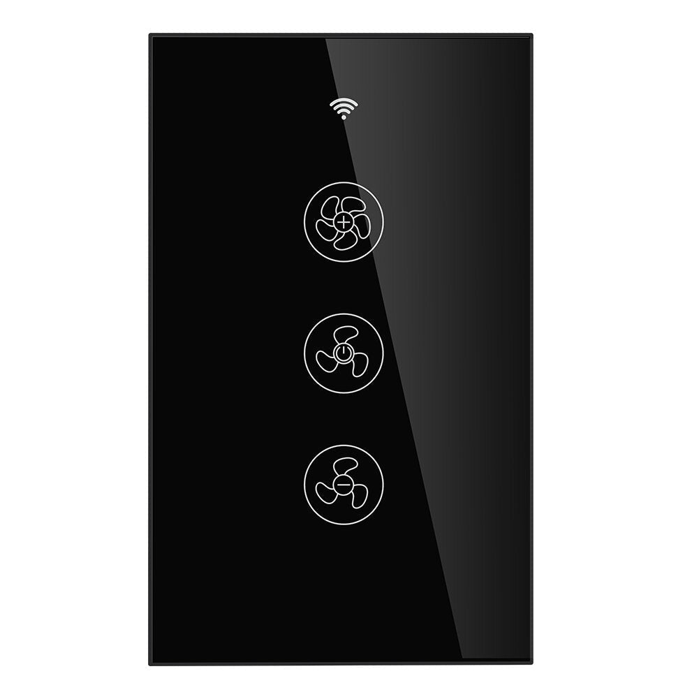Black WiFi+RF433 Smart US Ceiling Fan Switch Smart Life/Tuya App 2/3 Way Control Wireless Remote Control Works with Alexa and Google