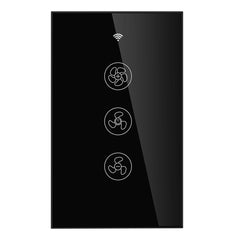 Black WiFi+RF433 Smart US Ceiling Fan Switch Smart Life/Tuya App 2/3 Way Control Wireless Remote Control Works with Alexa and Google