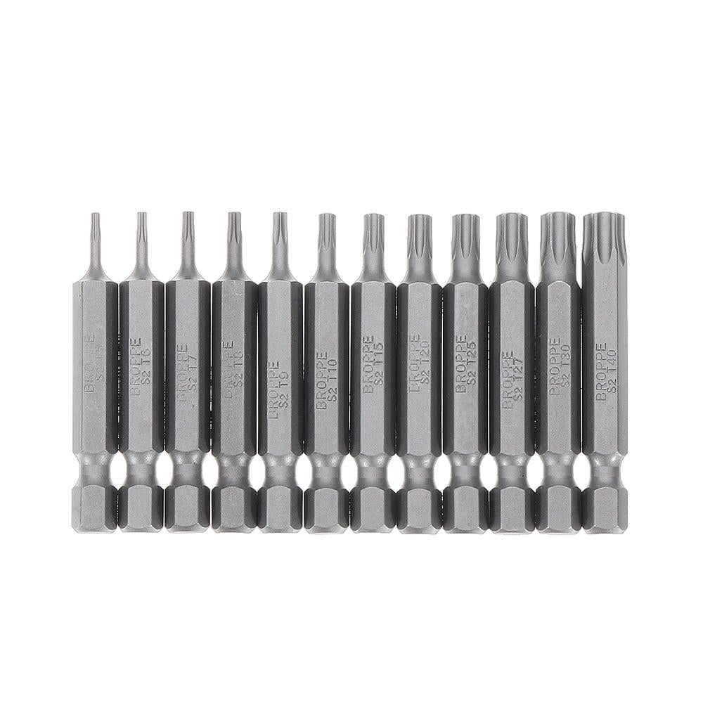 10Pcs Magnetic Torx Screwdriver Bits T5/T6/T7/T8/T9/T10/T15/T20/T25/T27/T30/T40 1/4 Inch Hex Shank Screwdriver Set for Bosch