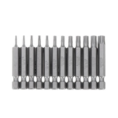 10Pcs Magnetic Torx Screwdriver Bits T5/T6/T7/T8/T9/T10/T15/T20/T25/T27/T30/T40 1/4 Inch Hex Shank Screwdriver Set for Bosch