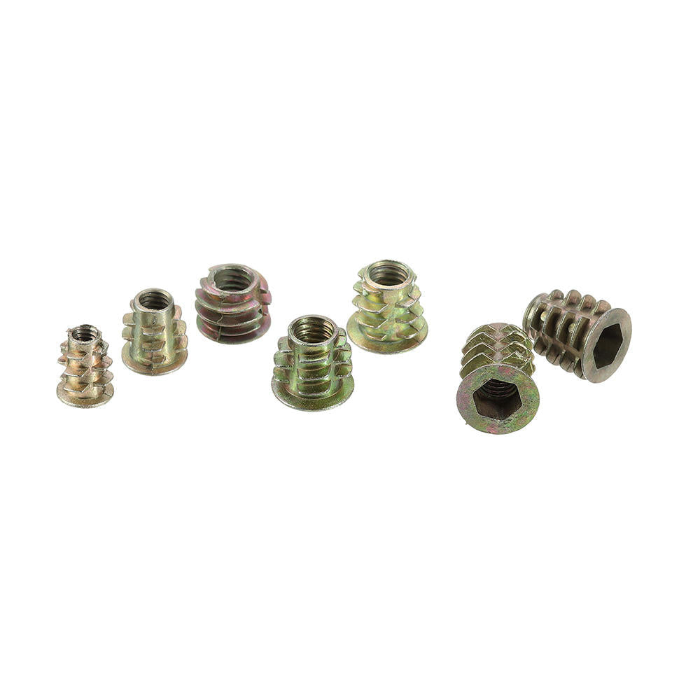 70Pcs M4/M5/M6 Zinc Alloy Wood Furniture Hex Socket Drive Head Threaded Insert Nut Internal and External Nut 8-15mm