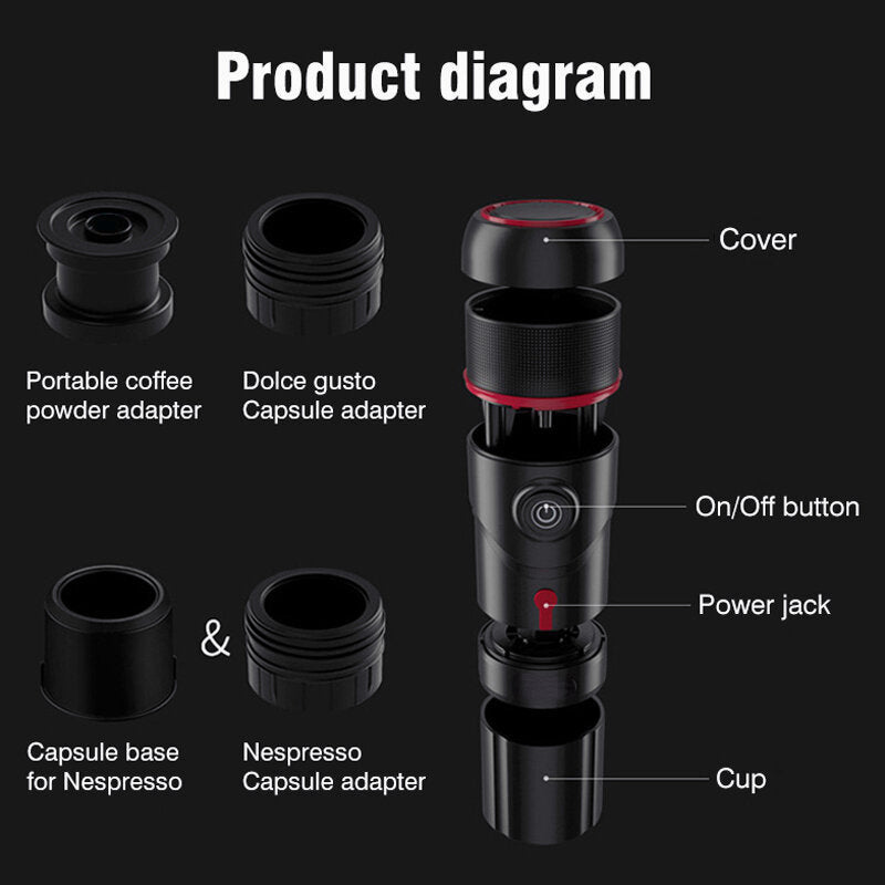 Multifunctional Portable Coffee Machine Coffee Powder Nespresso and Dolce Gusto Capsule