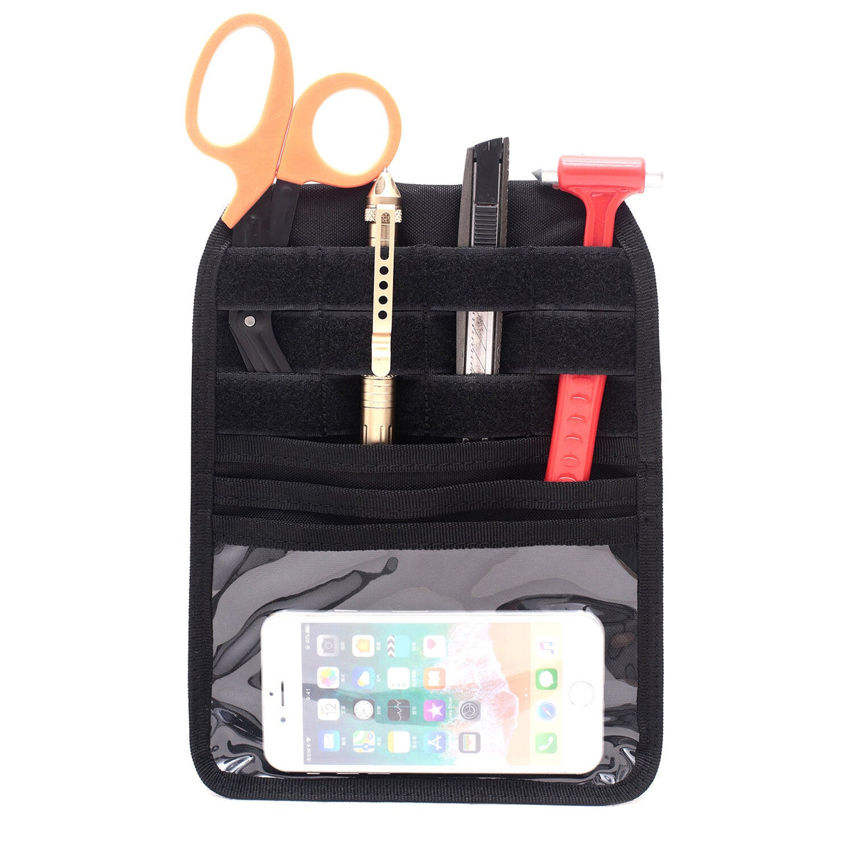 2-in-1 600D Polyester Car Seat Organizer Multi-Pocket Seat Head Cover Cushion Tactical Storage Bag