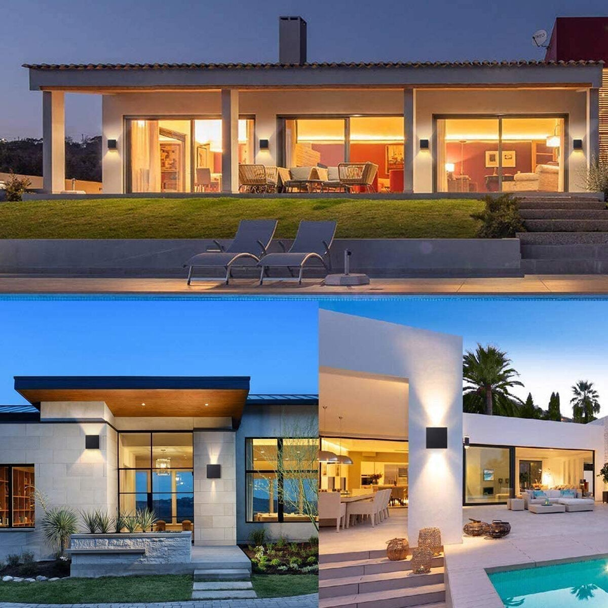 2Pcs Warm Light LED Wall Lamp Indoor/Outdoor LED Waterproof Modern Wall Lights
