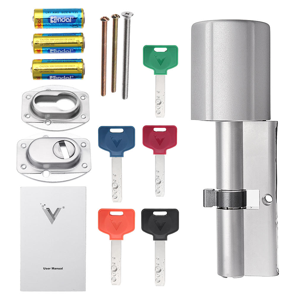 Smart Lock Core Cylinder Intelligent Securtiy Door Lock 128-Bit Encryption w/ Keys