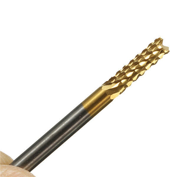 10pcs 3.175mm Titanium Coated Carbide End Mill Engraving Bits For CNC Rotary Burrs
