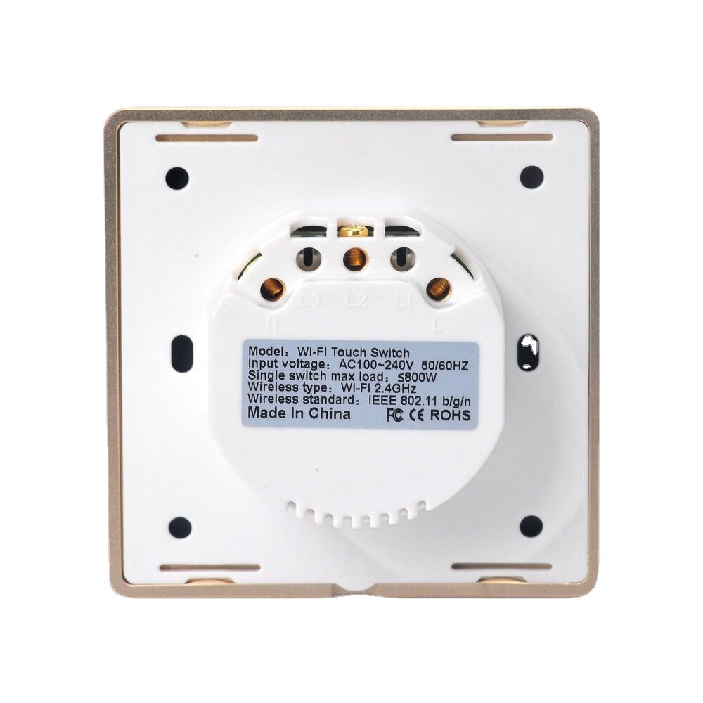 Wifi 1Gang Smart Switch EU Standard Metal Frame Wire Drawing Light Control Switch WF-WS011 100-240V 2.4 GHz