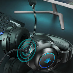 Gaming Headset 3.5mm Wired/Wireless Bluetooth5.0 40mm Driver LED Light Over-ear Headphone with Mic for Computer PC PS3/4
