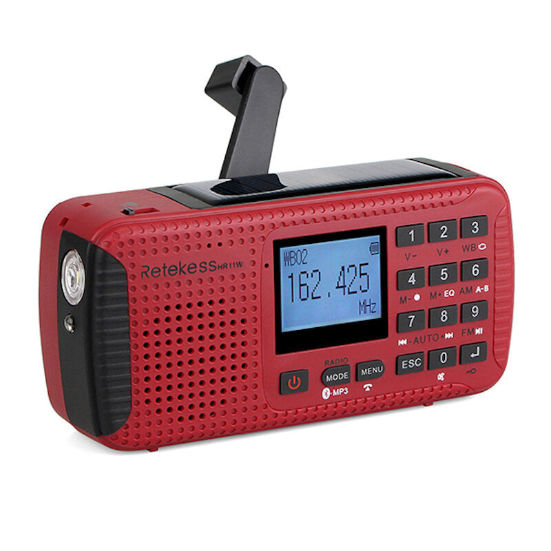 Weather FM AM Radio Emergency SOS Handcrank Solar Receiver With Bluetooth MP3 Player Digital Recorder