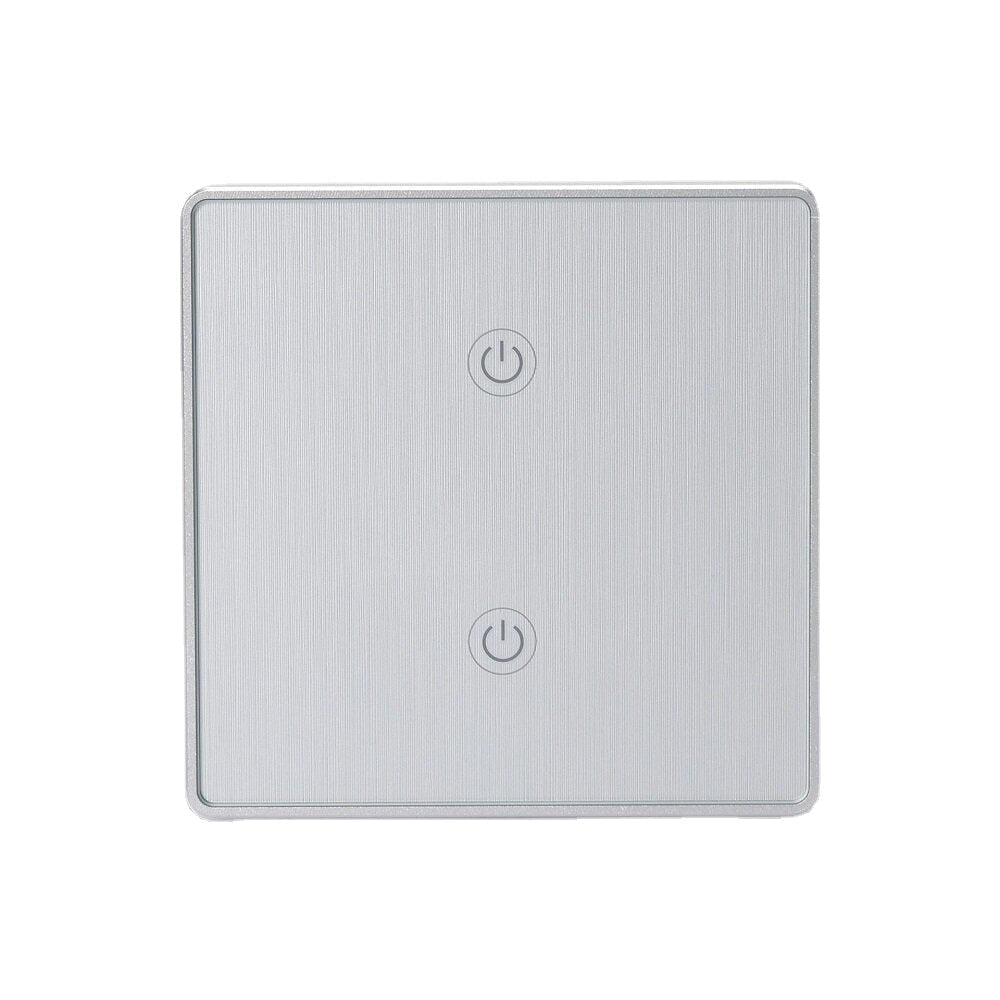 Wifi 2Gang Smart Switch EU Standard Metal Frame Wire Drawing Light Control Switch 100-240V 2.4 GHz