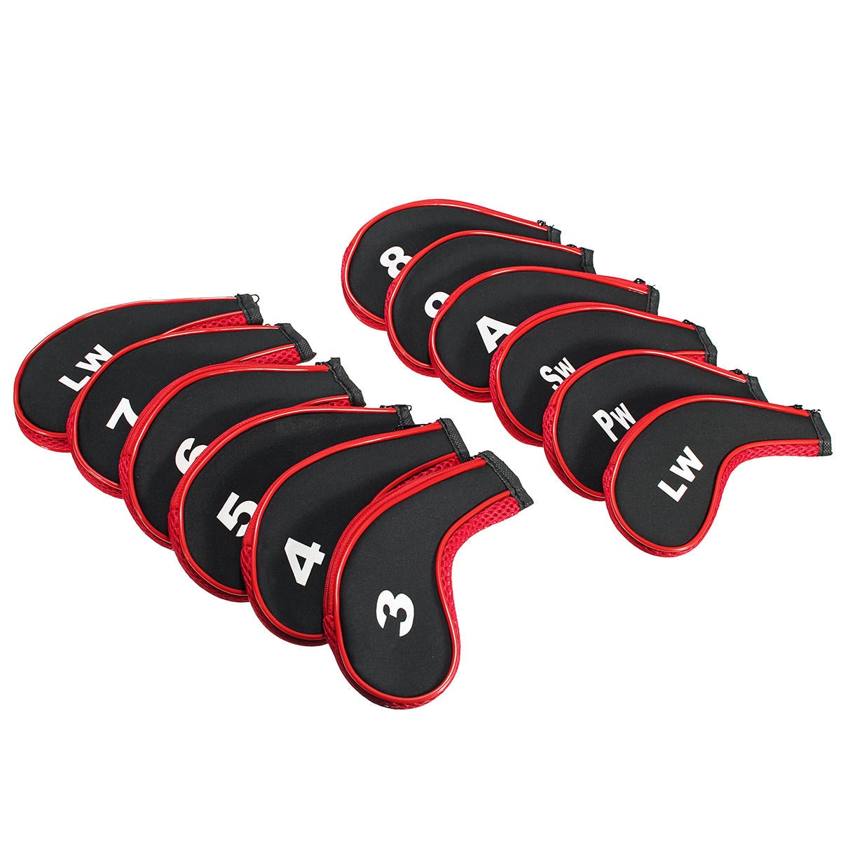 12Pcs/set Long Neck Golf Clubs Iron Head Covers Headcovers with Zipper
