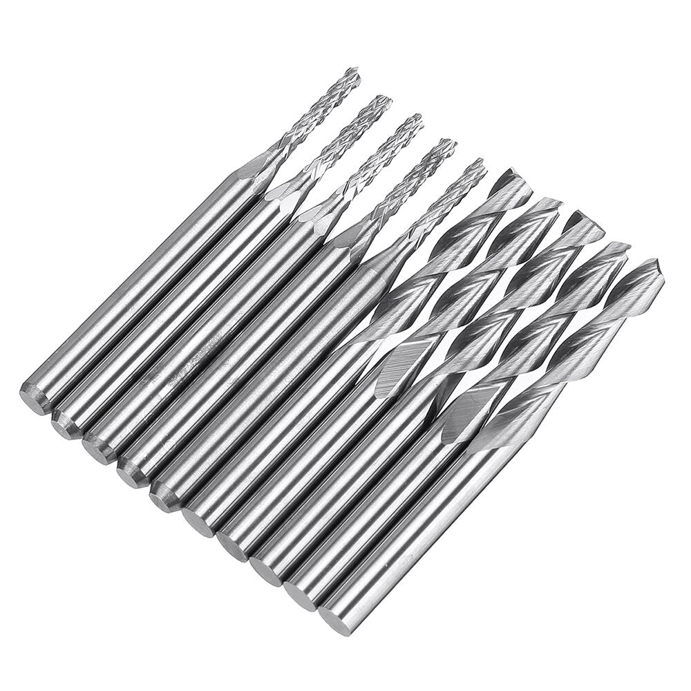 10pcs Milling Cutter 5ps 1.5mm End Mill and 5pcs Double Flutes 3.175x17mm