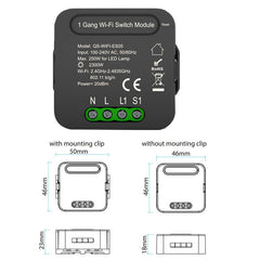 Smart WiFi Switch Relay 1 Gang 2 Way Wireless Remote Ctonrol Light Switch Module Compatible Alexa Google Home