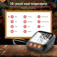 LCD Large Wide-angel Display Bluetooth Intelligent Barbecue Meat Thermometer 3.5"