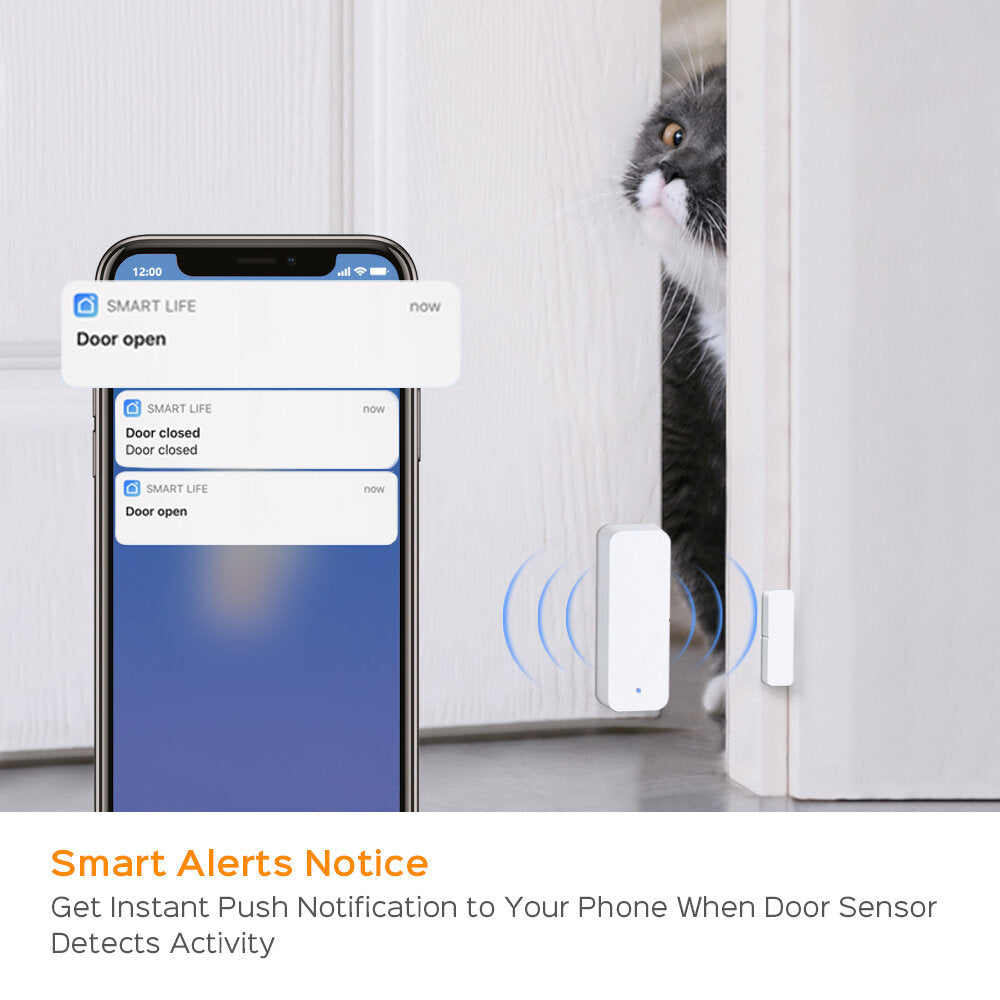 WiFi Window And Door Sensor Smart Home Wireless Gate Open Close Detector Security Alarm System Works With Alexa Google Home