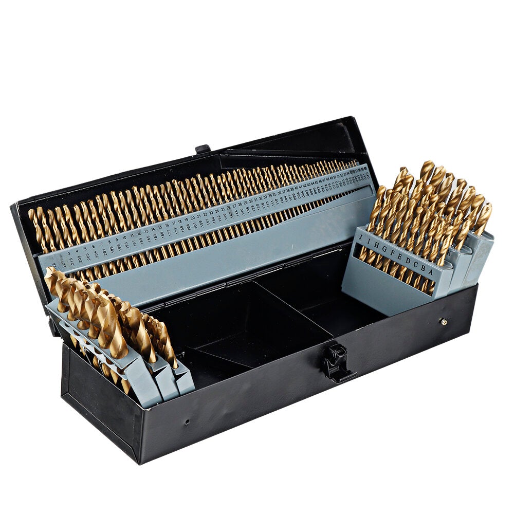 21/29/115 Pcs Titanium Coating Quick Change Twist Drill Set Individual HSS Drill Bits 1/16"-1/2" #60-#1 A-Z Round Shank Drill Set