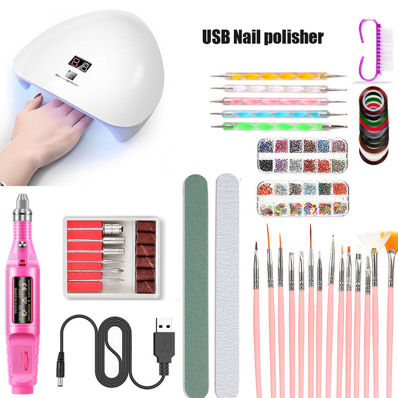 45W Intelligent Induction Nail UV Phototherapy Lamp Nail Polishing Set