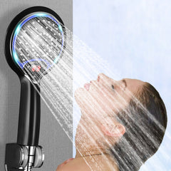 LED Light Shower Head Bathroom Handheld Digital Display Adjustable Water Speed