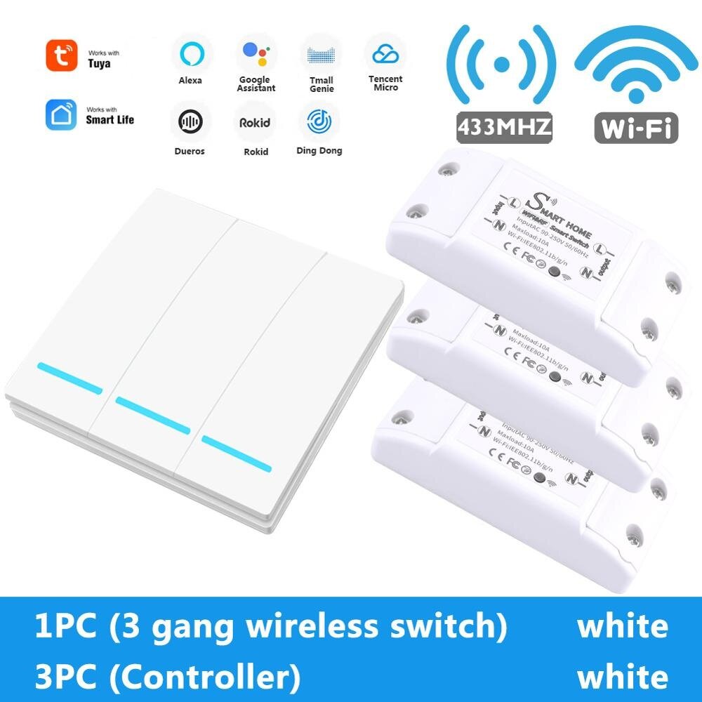 Smart Tuya WiFi Light Switch With RF 433Mhz Remote Control DIY Module Timer Works With Alexa Smart Home