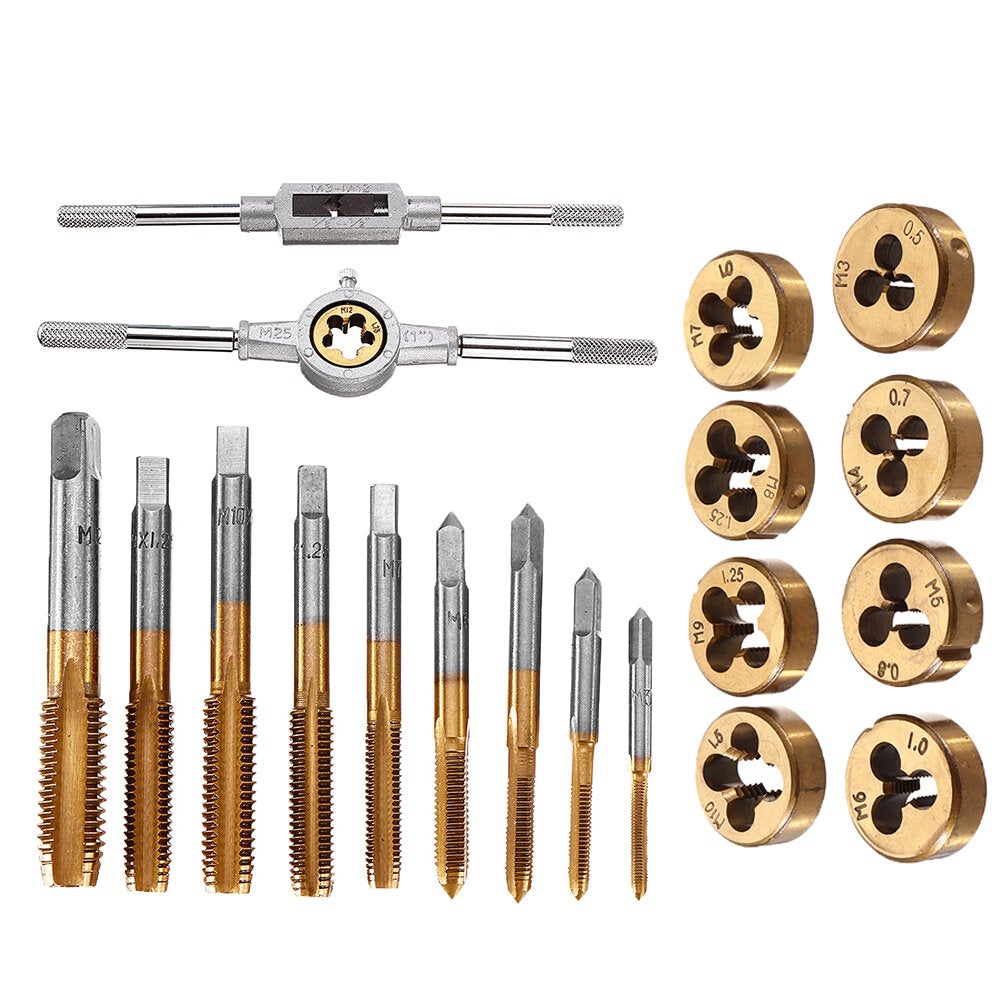 20pcs Alloy Steel M3-M12 Screw Thread Metric Plugs Taps Tap Wrench Die Wrench Set
