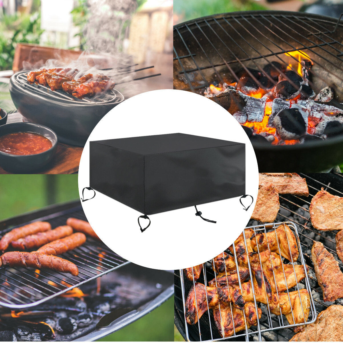 Oxford Cloth Fire Pit Cover Patio Square Table Cover Grill BBQ Gas Waterproof Anti Crack UV Protector