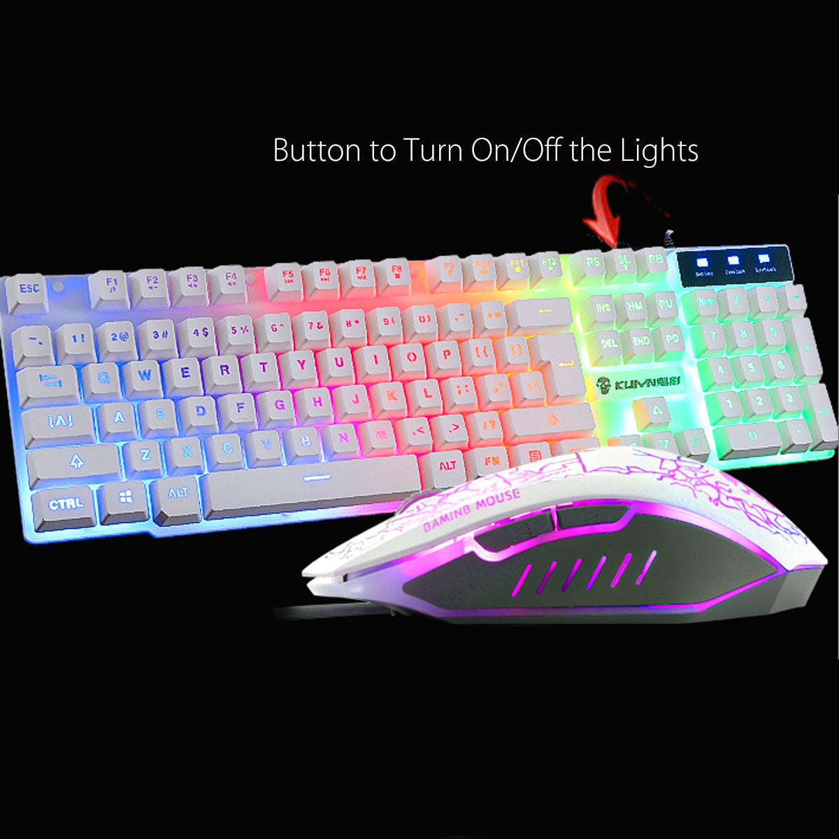 Rainbow Backlight USB Wired Gaming Keyboard 2400DPI LED Mouse Combo with Mouse Pad