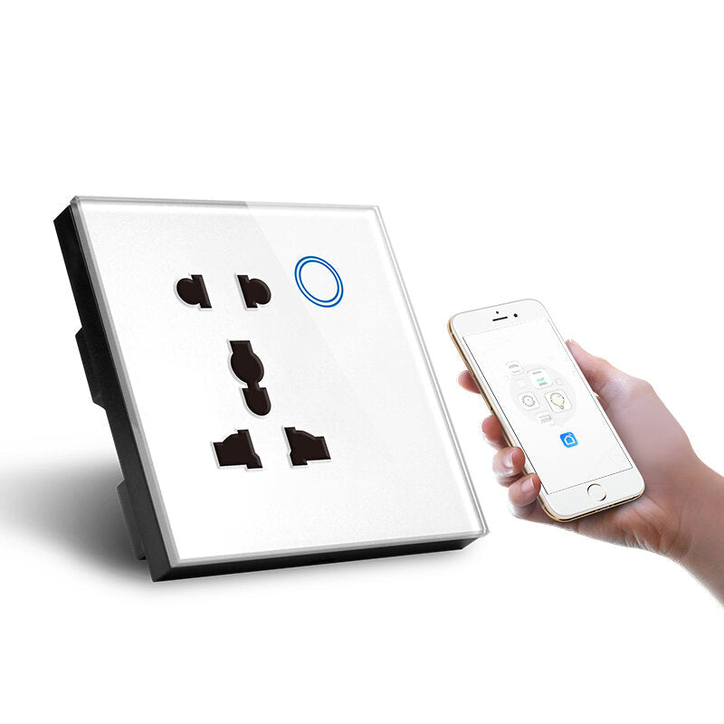 Standard WIFI Universal Wall Socket Wireless Outlet Double Plug with Touch Glass Panel