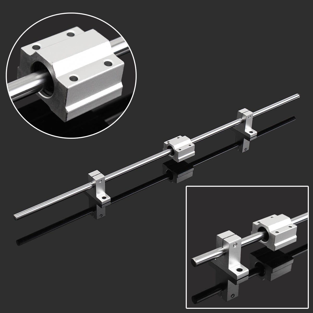 8mm Shaft Optical Linear Rail 300/400/600mm Length Guide Support CNC Set