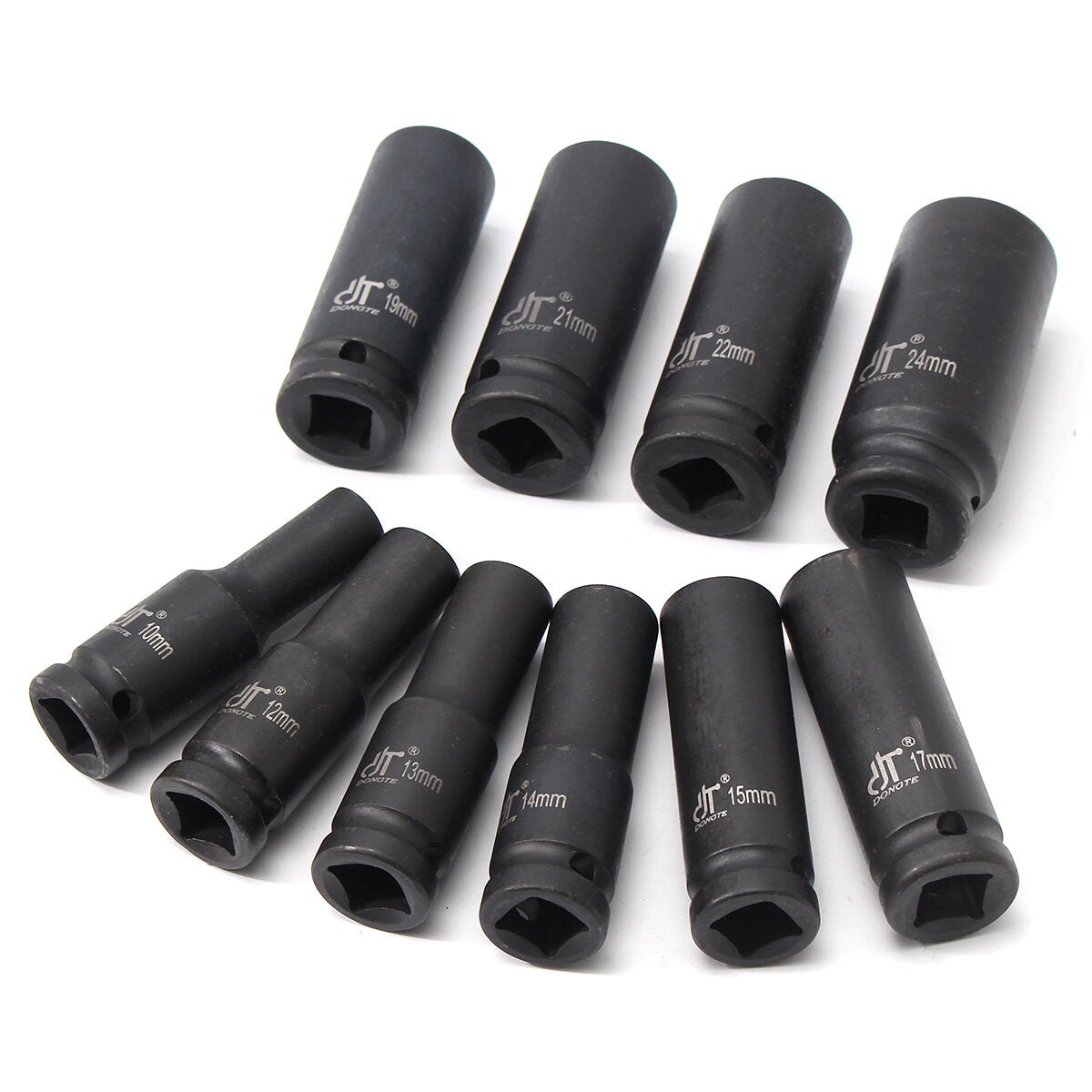 10Pcs 1/2 Inch Drive Deep Impact Metric Socket Set 10-24mm Air Garage Socket Wrench Tool