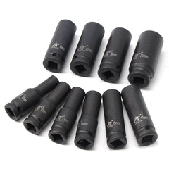10Pcs 1/2 Inch Drive Deep Impact Metric Socket Set 10-24mm Air Garage Socket Wrench Tool