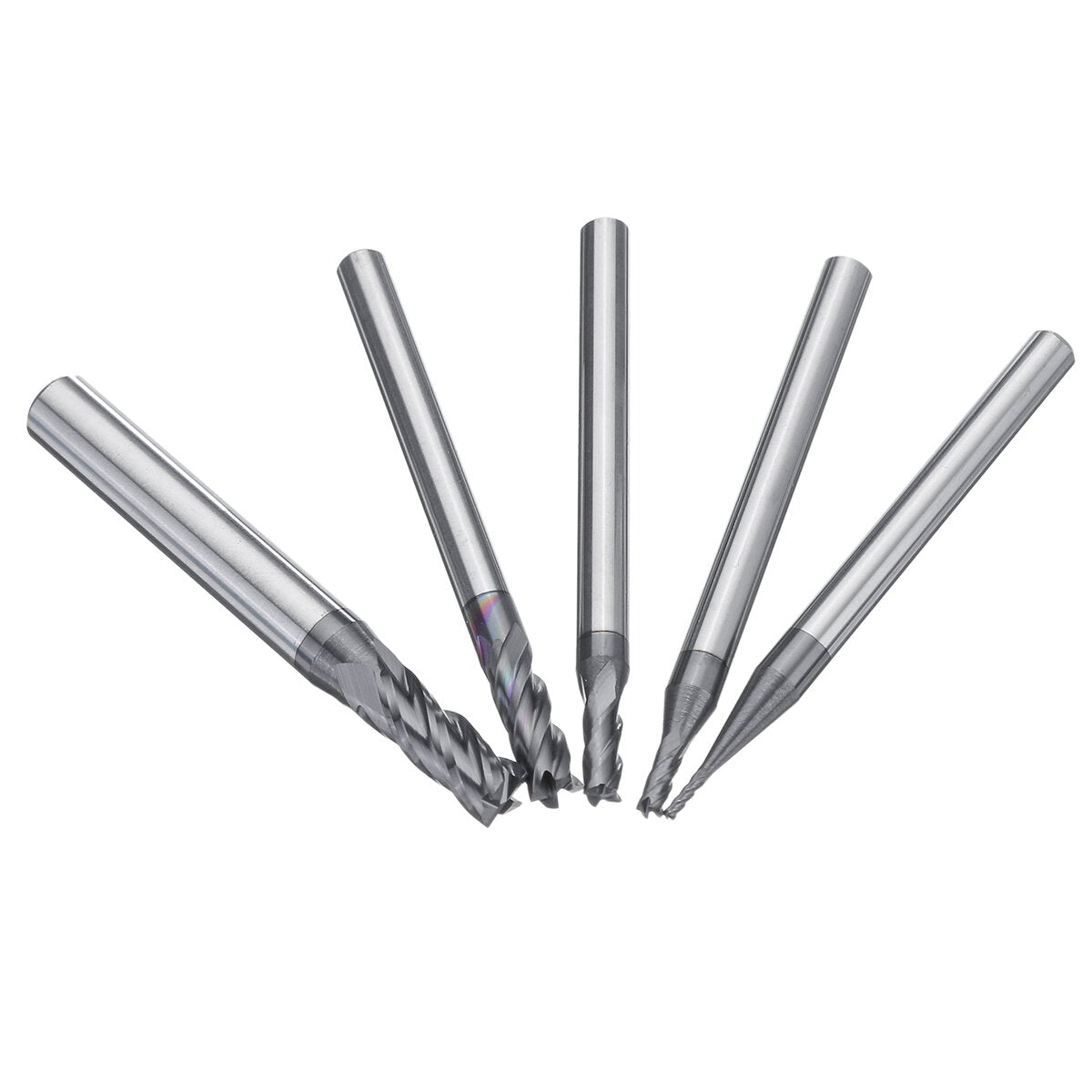 5pcs 1-5mm Solid Carbide Straight End Mill 4 Flute Milling Cutter CNC Tool Black