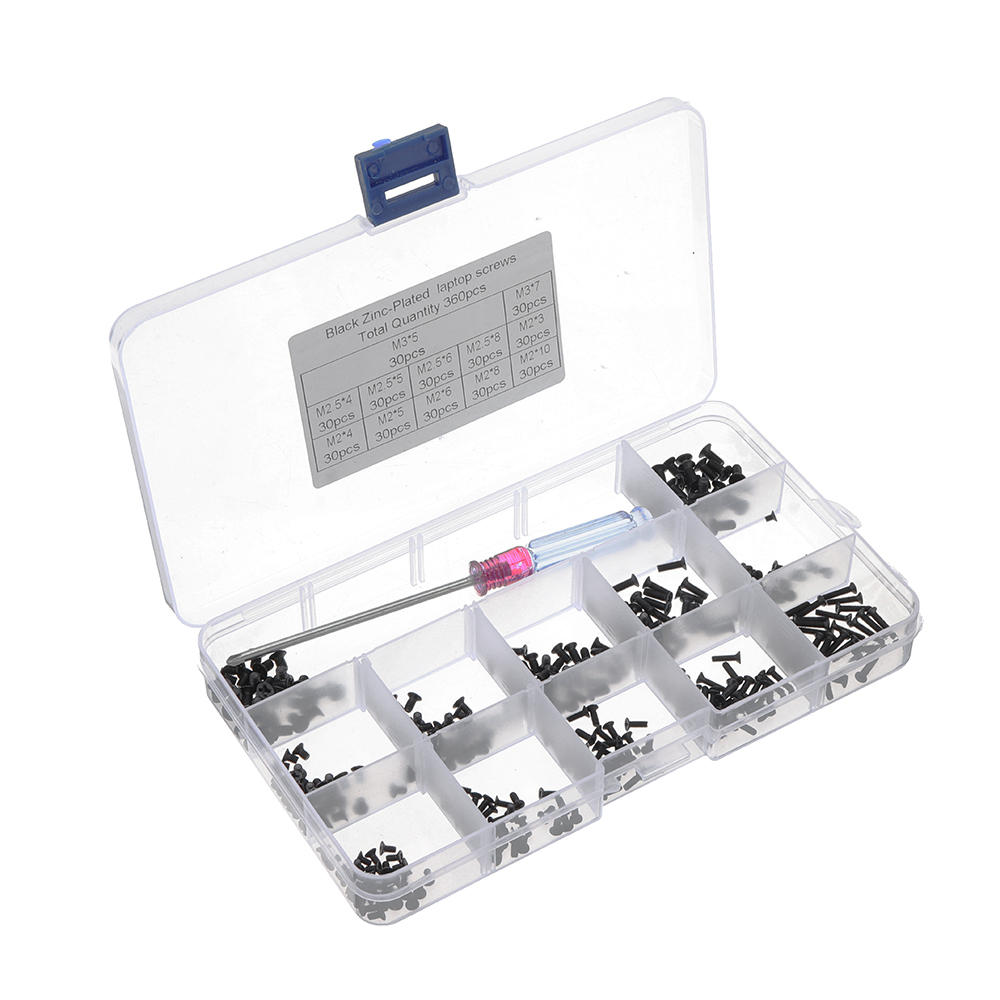 360Pcs M2 M2.5 M3 Mini P hillips Screw Flat Head Zinc-Plated Electronic Notebook Laptop Repair Screws Kit