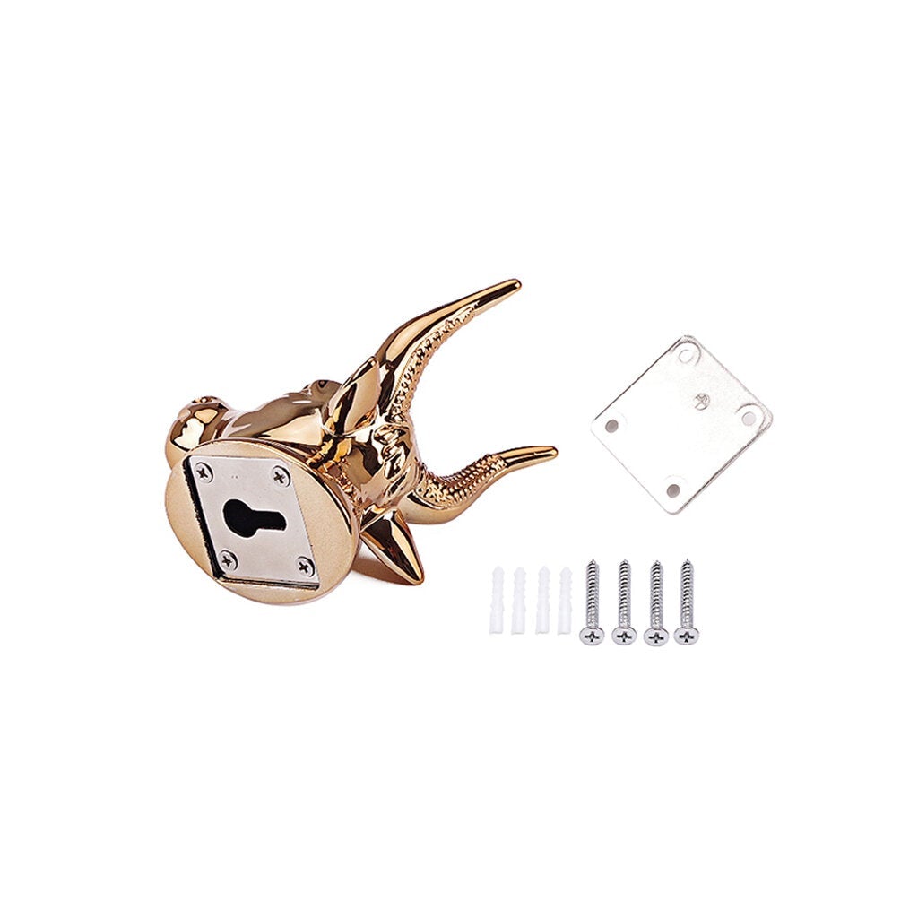 Universal 1 Set Gold Bull Metal Guitar Hanger Hook Holder Wall Mount Stand Bracket for Bass