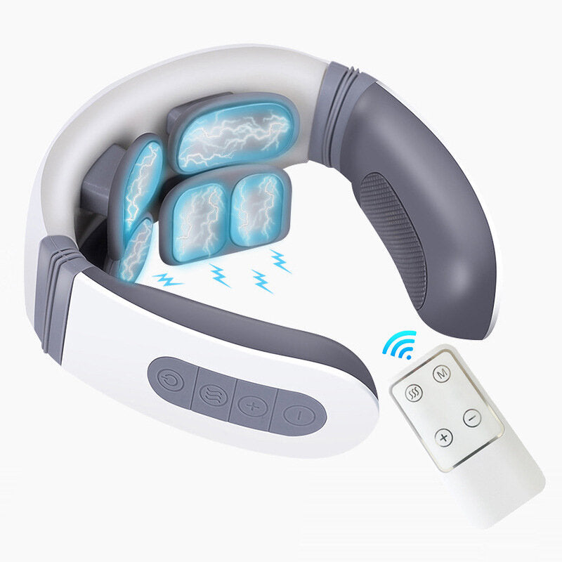 6 Heads Neck Massager 12 Levels TENS Electric Impulse 42℃ Heating Intelligent Massager Relaxation Machine Relief Pain Massage