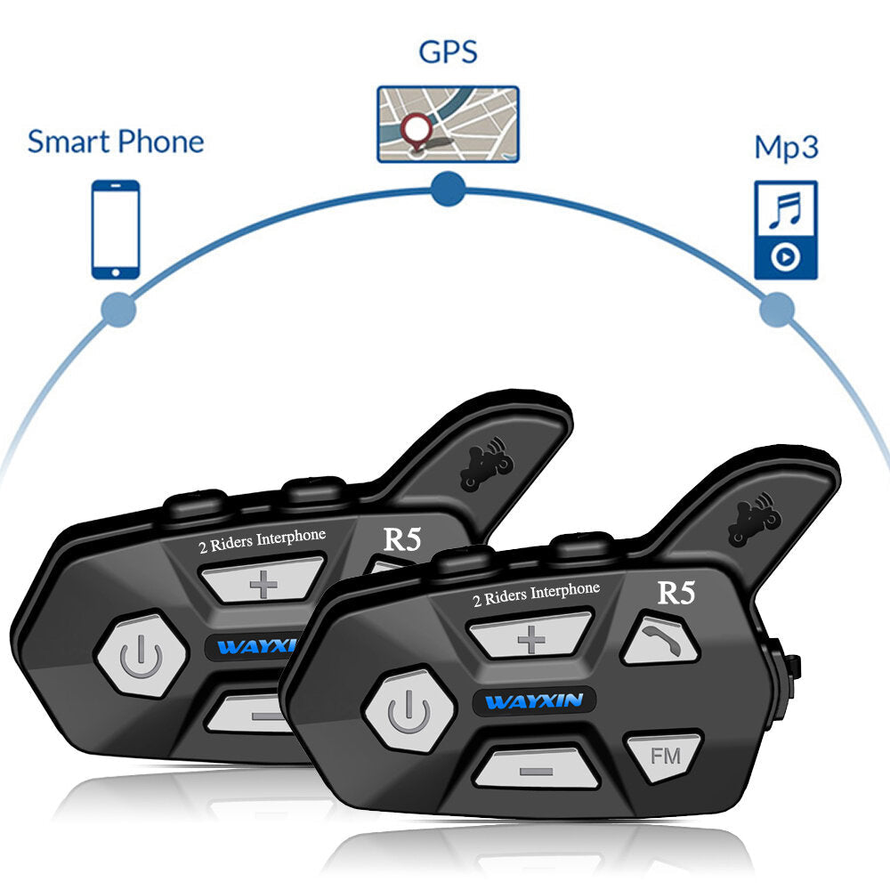 2pcs Bluetooth Intercom 2 Rider FM Motorcycle Bluetooth Helmet Intercom 1000M MOTO Interphone Helmet Headsets