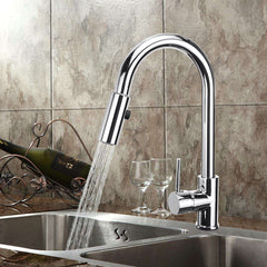 Modern Kitchen Sink Faucet with Pull Down Sprayer Single Handle Hot Cold Mixer Tap