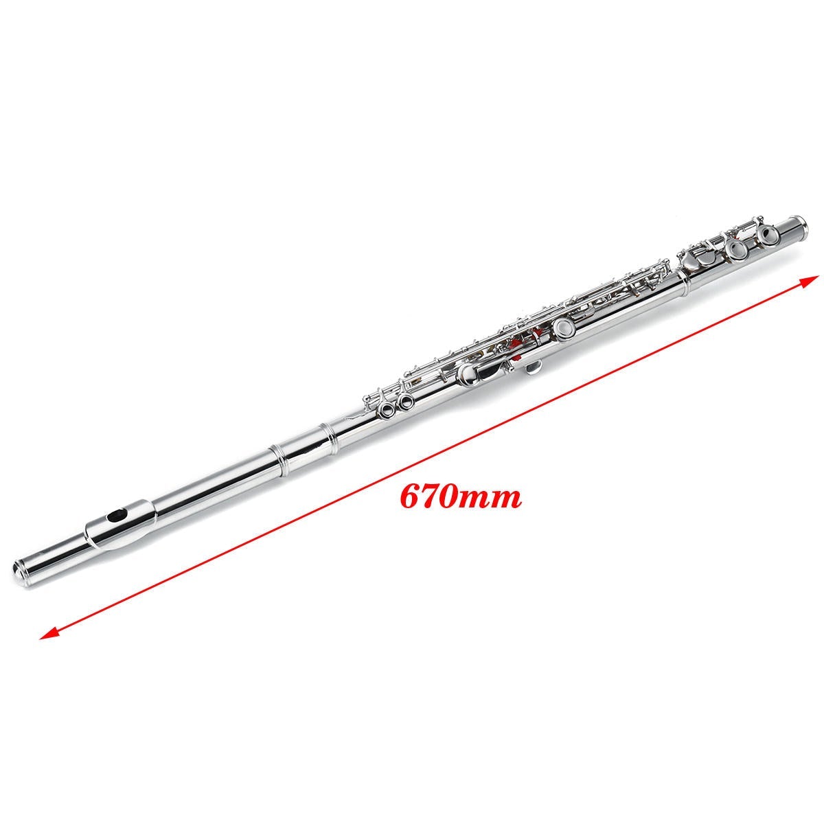 16 Holes C Key Colored Flute Nickel Plated Silver Tube Woodwind Instrument with Box