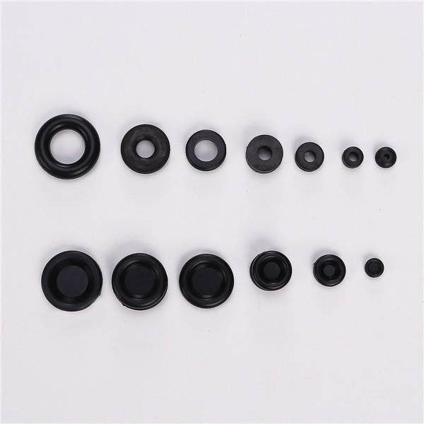 125pcs Wiring Cable Black Rubber Grommets Assortment Kit