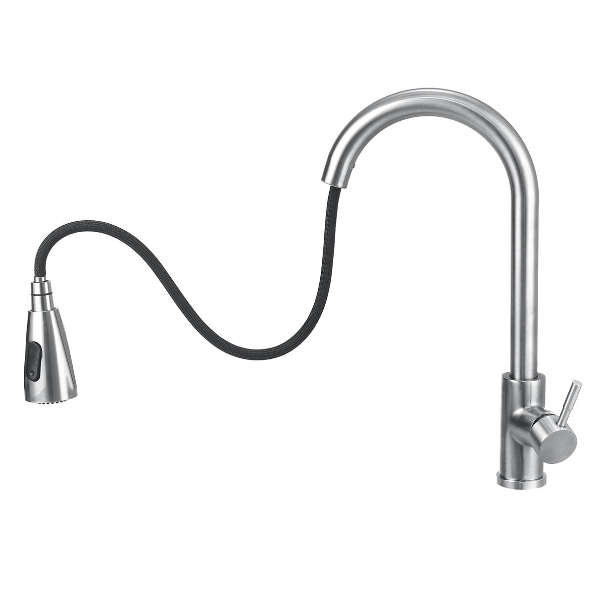 Stainless Steel Kitchen Sink Faucet with Pull Out Sprayer High-Arc Single Handle