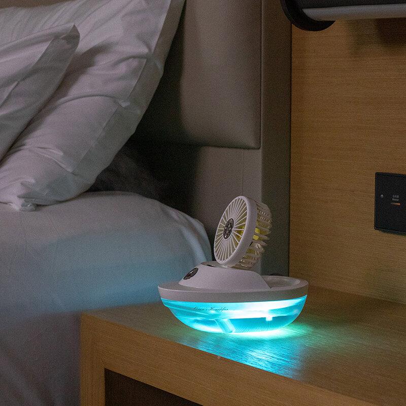 5V Ocean Wind Spray Fan Wireless Humidifier Fan 3 Gear Speed 90Adjustable Angle Portable USB Mini Desktop Air Cooling Fan for Home Office