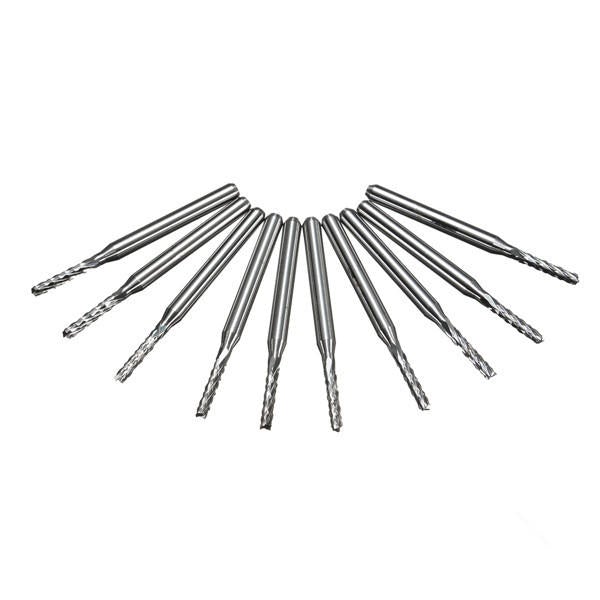 10pcs 3.175x2mm Carbide End Mill Engraving Bits for CNC PCB Machinery Rotary Burrs
