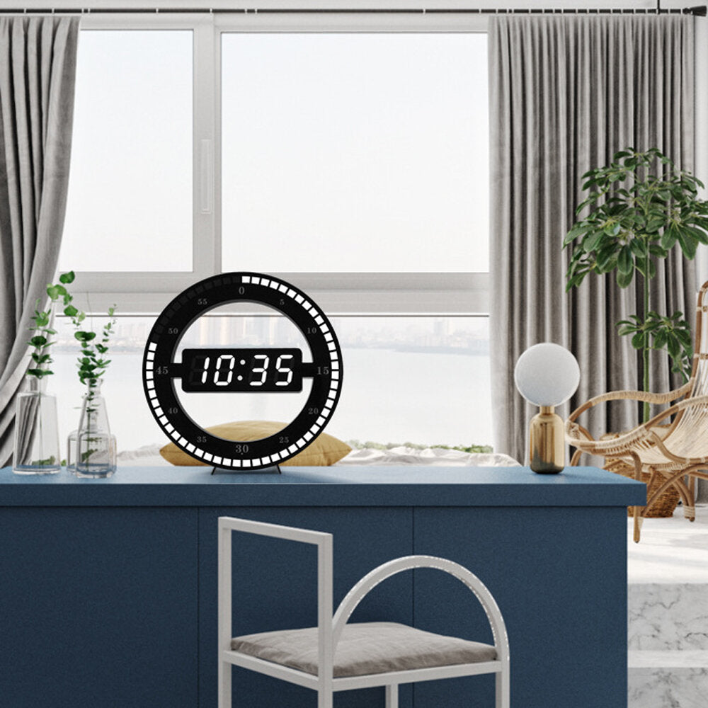 US/EU Plug 12 Inch LED Ring Wall Clock Automatic Photosensitive Digital Electronic Clock Office Bedroom Plastic Clock