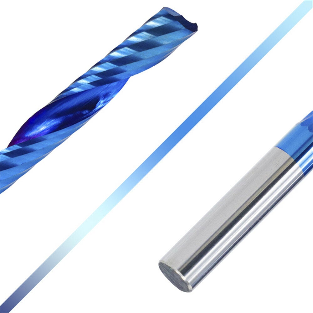 4mm Shank 1 Flute Spiral End Mill Carbide End Mill Blue Nano Coating CNC Router Bit Single Flute End Mill Milling Cutter