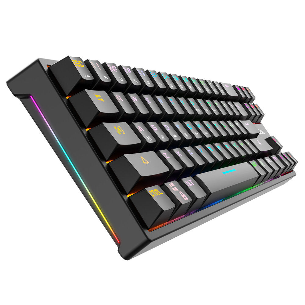 Mechanical Gaming Keyboard 71 Keys Hot-Swappable Blue Switch RGB Backlit Detachable Type-C Wired Gaming Keyboard for Office Gamer