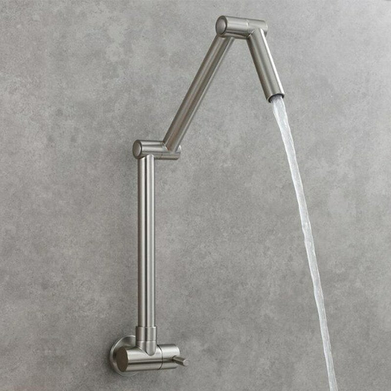 Folding Kitchen Sink Faucet Rotating Extension Single Cold Tap Wall Mounted