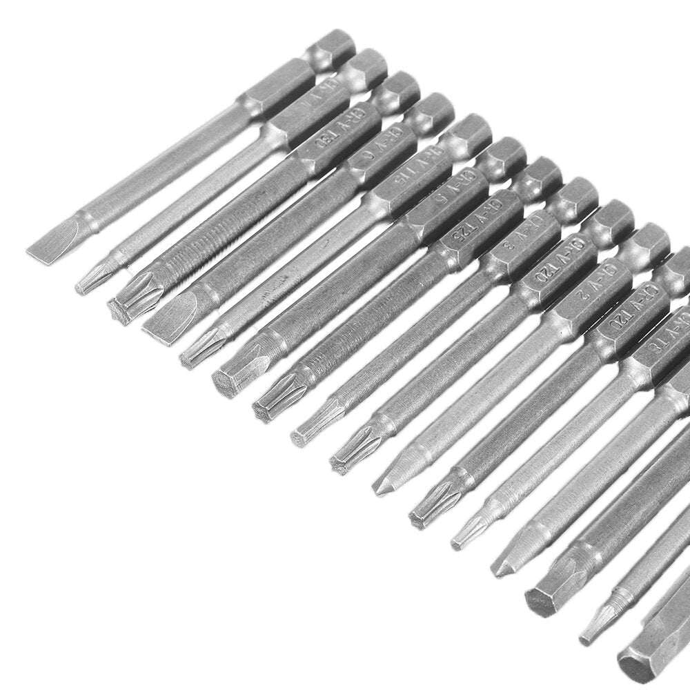 Long Section 50Pcs 1/4 Inch Hex Screwdriver Bit Repair Tools Kit Screw Head Chrome Vanadium Steel Extra Bit Set