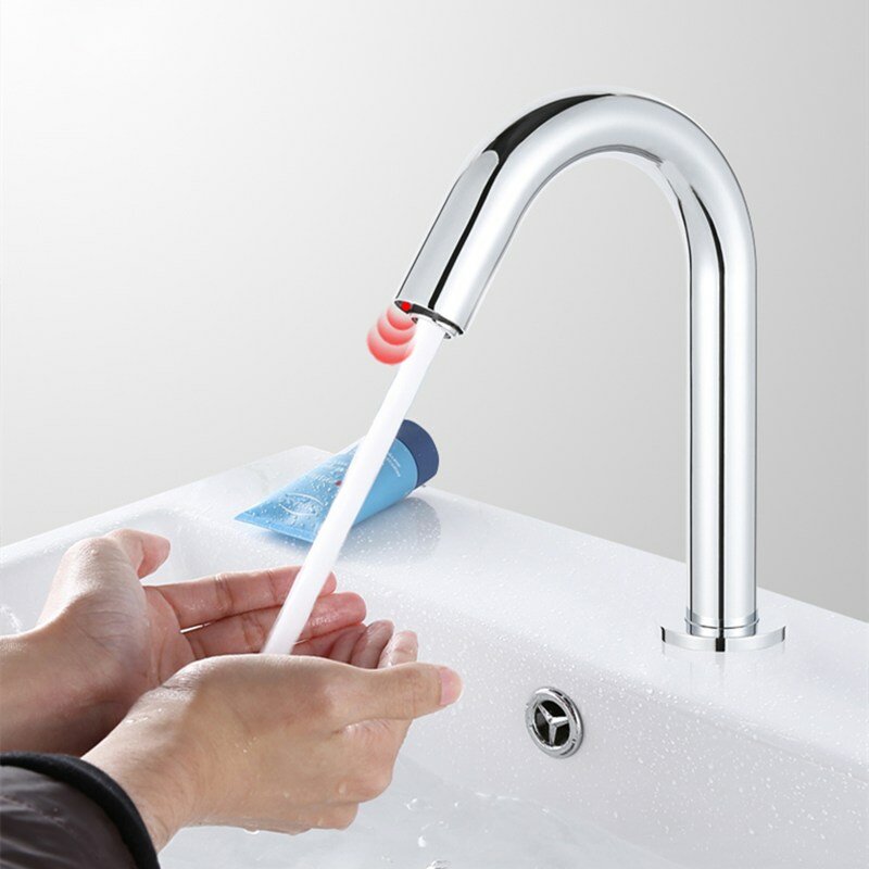 Automatic Infrared Sink Faucet Touchless Free Sensor Handfree Water Saving Inductive Electric Basin